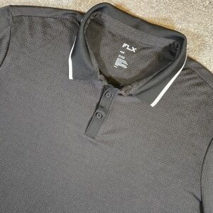 FLX‎ Urban Commuter Short Sleeve Collared Black Geo Golf Polo Shirt Mens 4XB